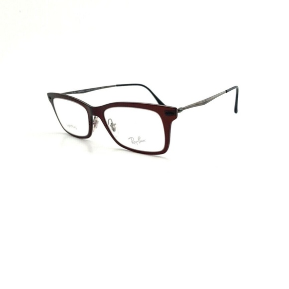 New Ray-Ban Frames Burgundy Gunmetal Unisex RB7039 5456 51 18 140 Eyeglasses - Picture 3 of 9